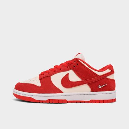 Women's Nithtke Dunk Low Suede Casual Shoes - Sail/Light Crimson/White/Metallic Silver - Left shoe facing left. Outside of the shoe.