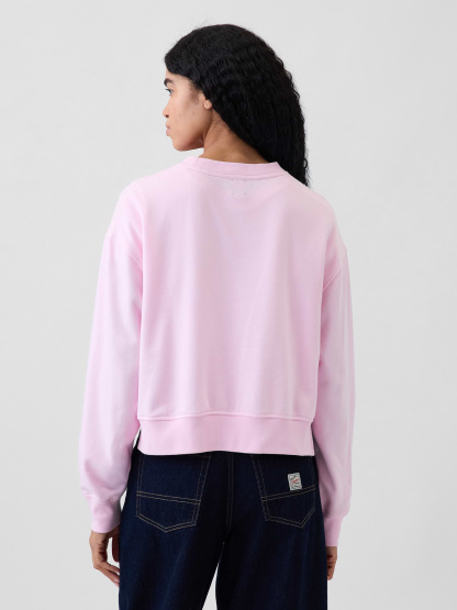 VintageSoft Terry Oversized Wedge Side-Slit Sweatshirt - Light pink