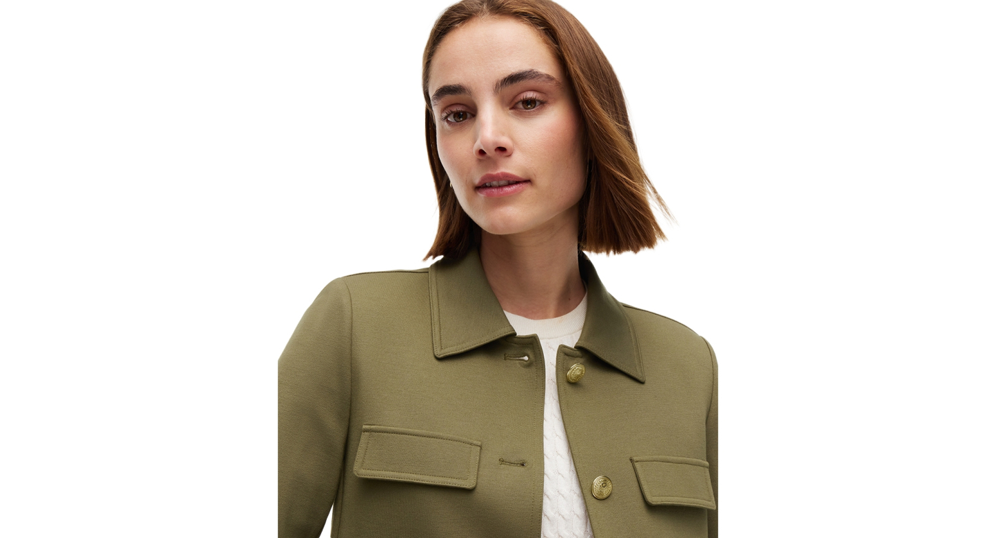 Tommy Hilfiger Women's Ponte Knit Band Collar Jacket - Utility Olive
