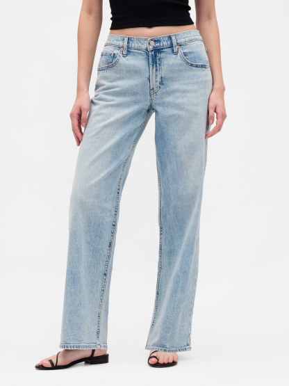 Low Rise Drawcord '90s Loose Jeans - Light blue indigo