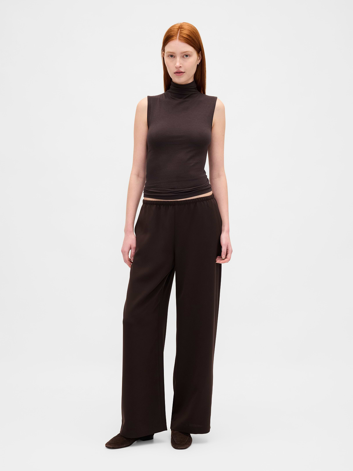 Easy Wide-Leg Pants - Terra brown