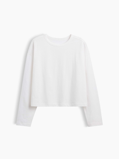 Knit Oversized Crop T-Shirt - Fresh white