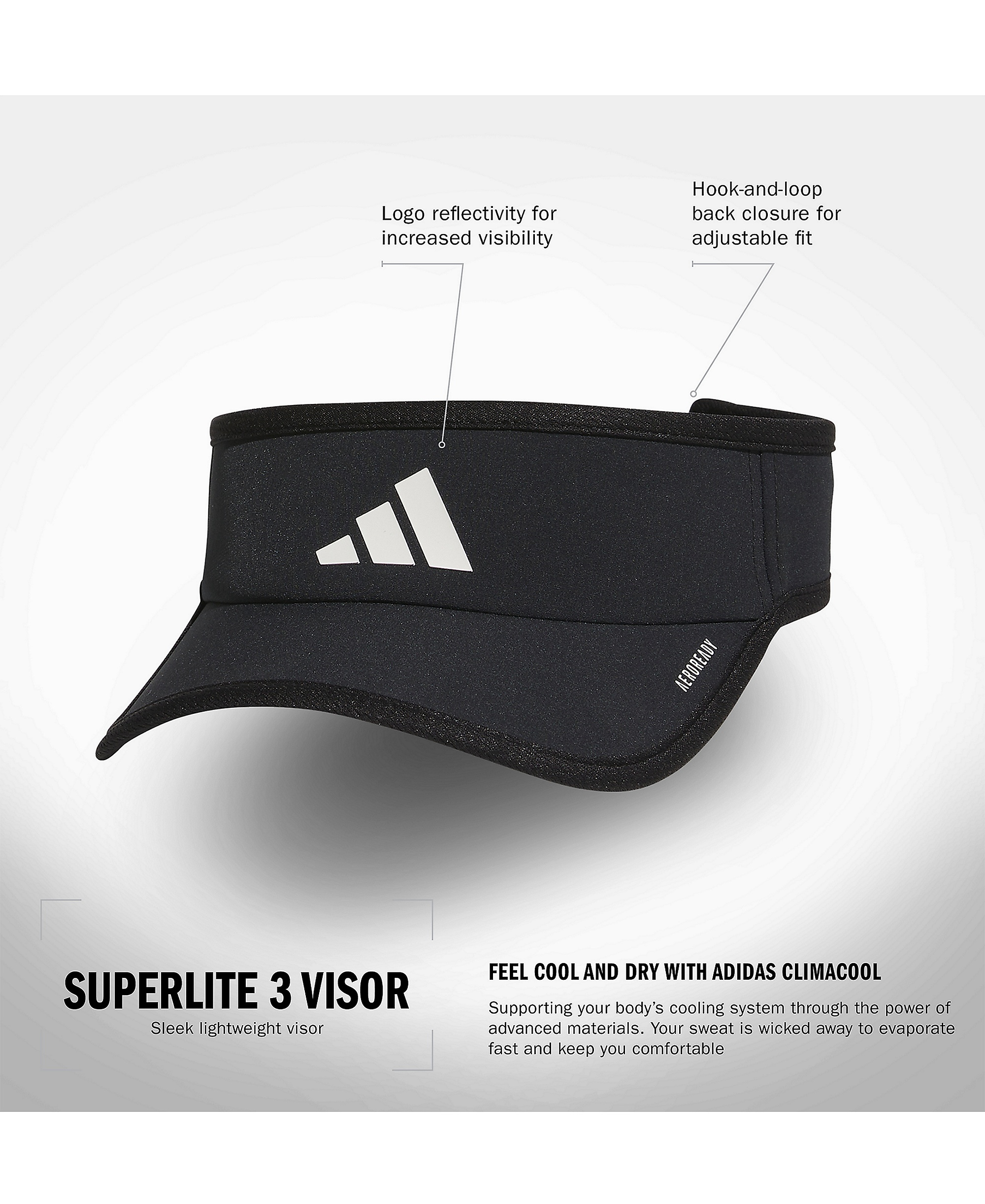 adidas Men's Superlite 3 Visor - Black/white