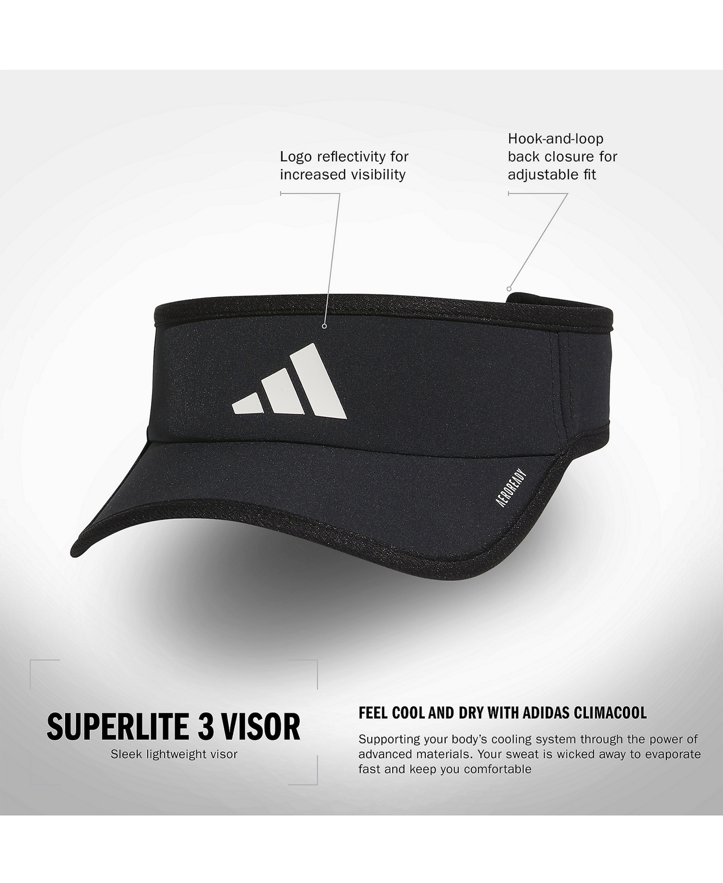 adidas Men's Superlite 3 Visor - Black/white