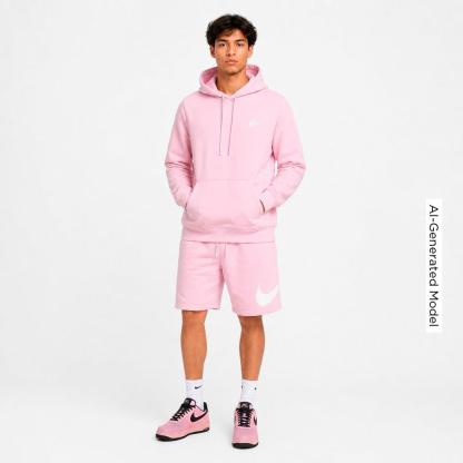 Men's Nithtke Club Fleece Swoosh Graphic Shorts - Pink Foam/Pink Foam/White