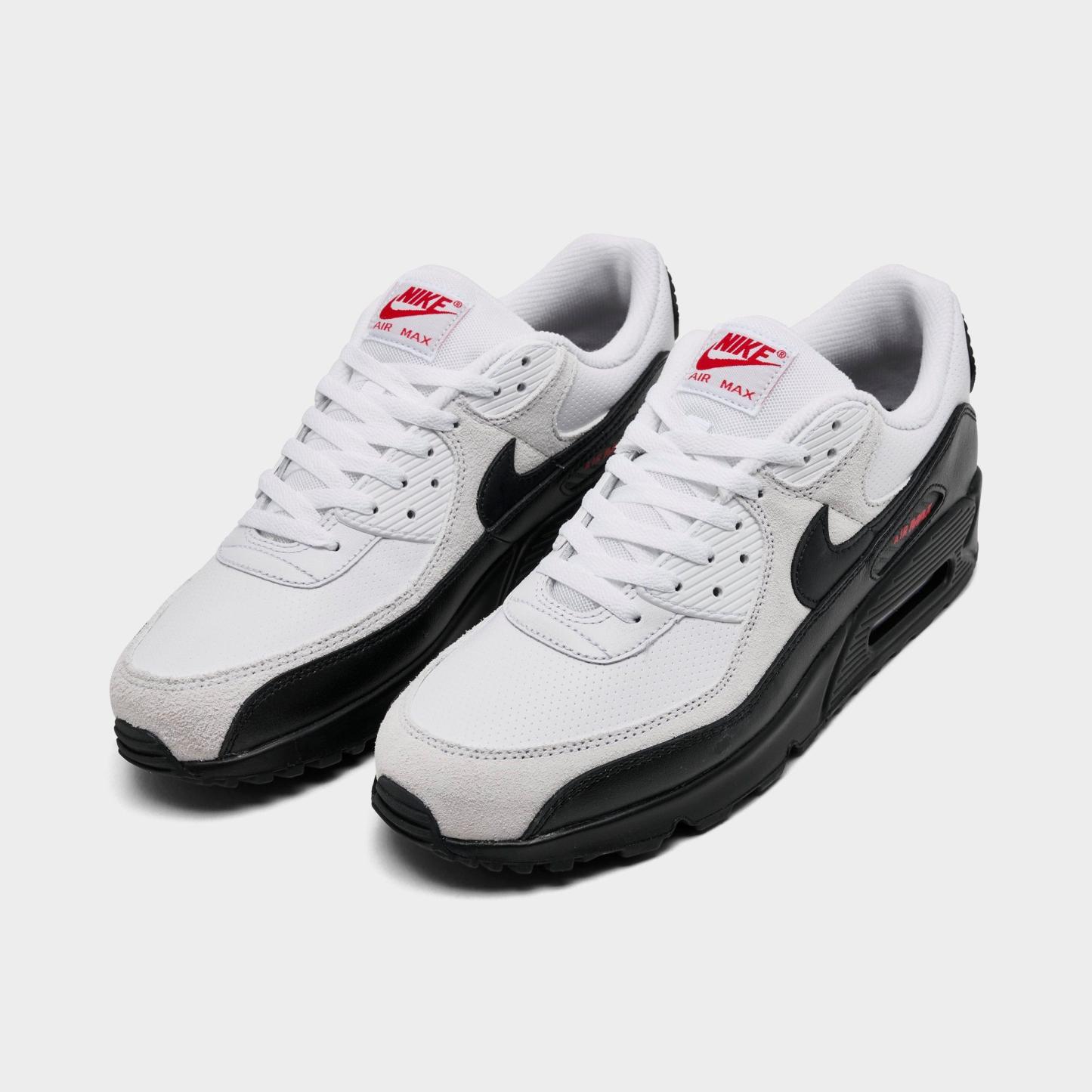 Men's Nithtke Air Max 90 Casual Shoes - Part 3 - White/Black/University Red - Both shoes facing left