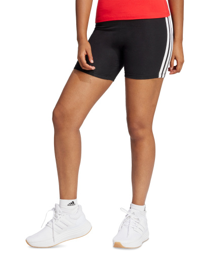 adidas Women's Essentials 3-Stripe High-Rise Bike Shorts - Black/white