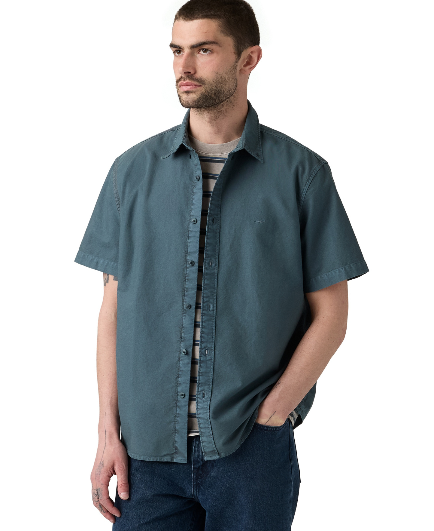 Levi's Men's Point Collar Woven Shirt - Slate