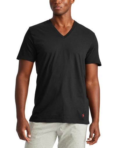 Polo Ralph Lauren Men's 3-Pack V-Neck Classic Undershirts - Polo Black