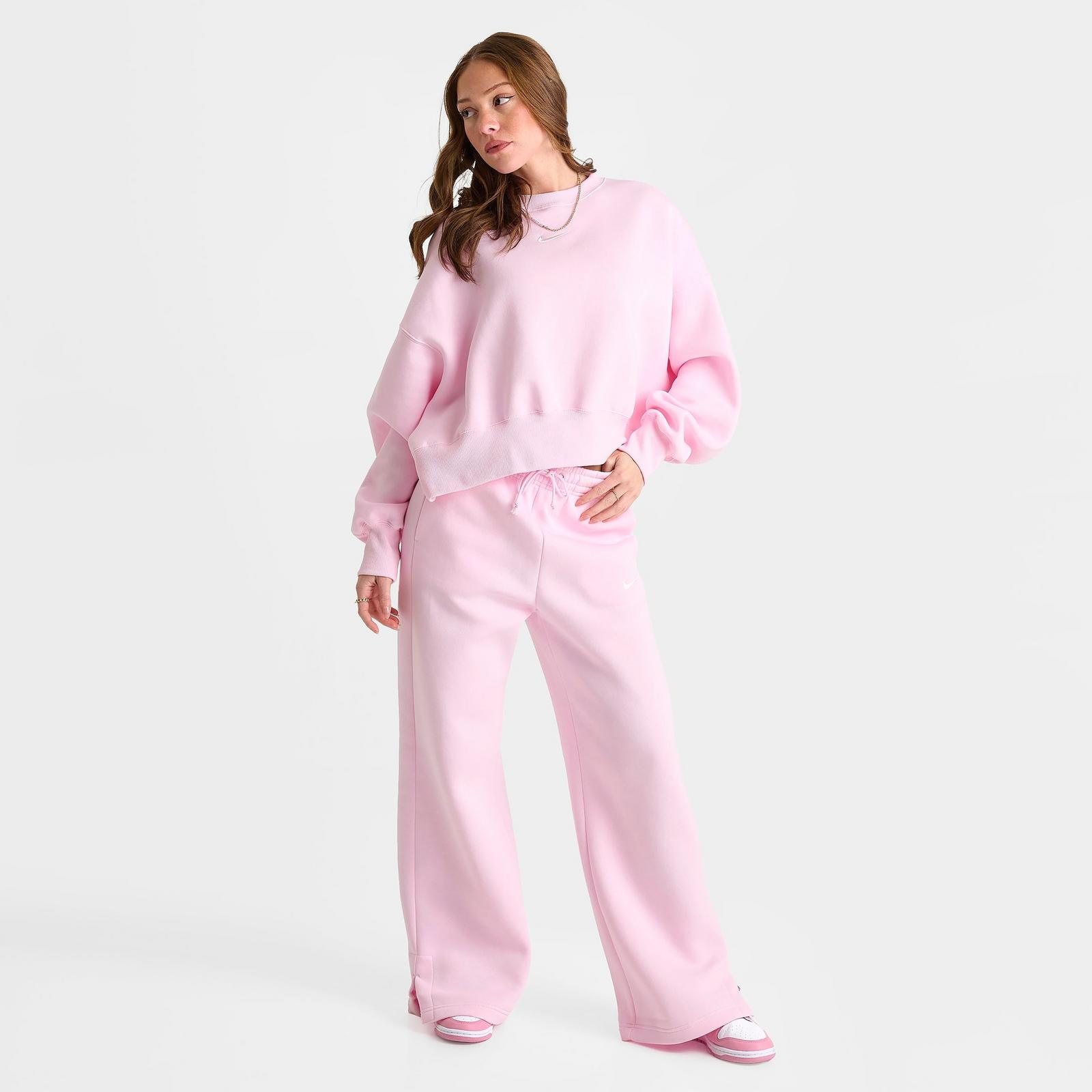 Women's Nike Sportswear Phoenix Fleece Oversized Crewneck Sweatshirt - Pink Foam/Sail