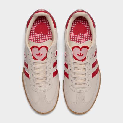 Big Kids' adidas Originals Samba OG Casual Shoes - Part 2 - Cream White/Better Scarlet/Gum - Top view