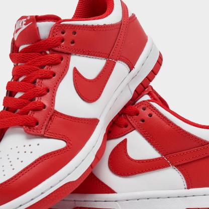 Big Kids' Nithtke Dunk Low Casual Shoes - Part 1 - White/University Red - Detail shot
