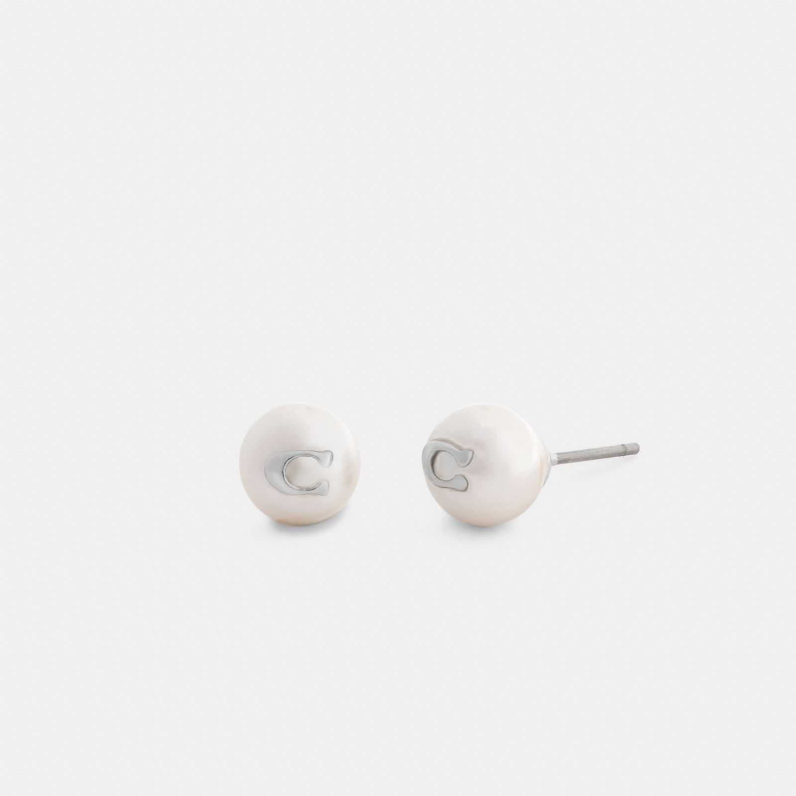 Signature Pearl Stud Earrings - Silver/Pearl