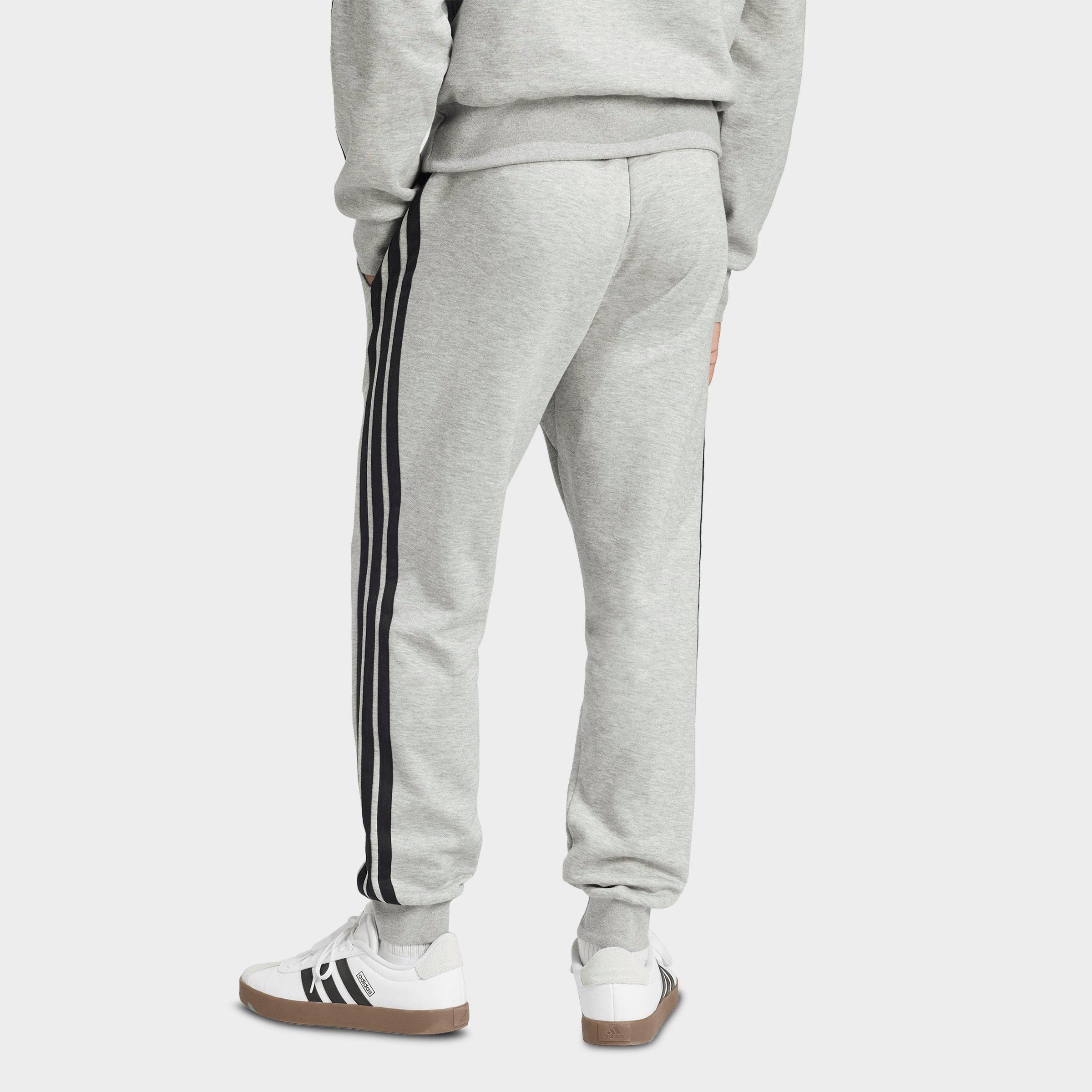 Men's adidas Essentials 3-Stripes Fleece Jogger Pants - Medium Grey Heather/Black