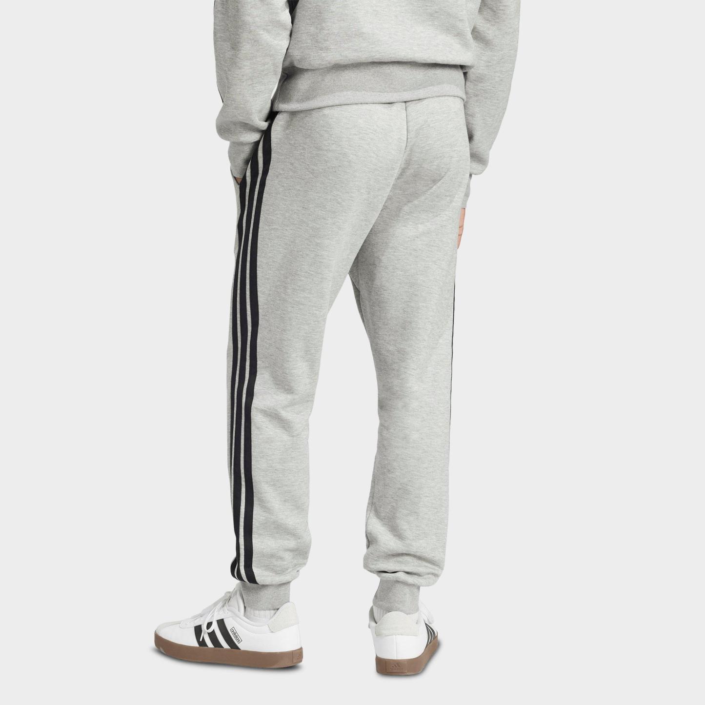 Men's adidas Essentials 3-Stripes Fleece Jogger Pants - Medium Grey Heather/Black