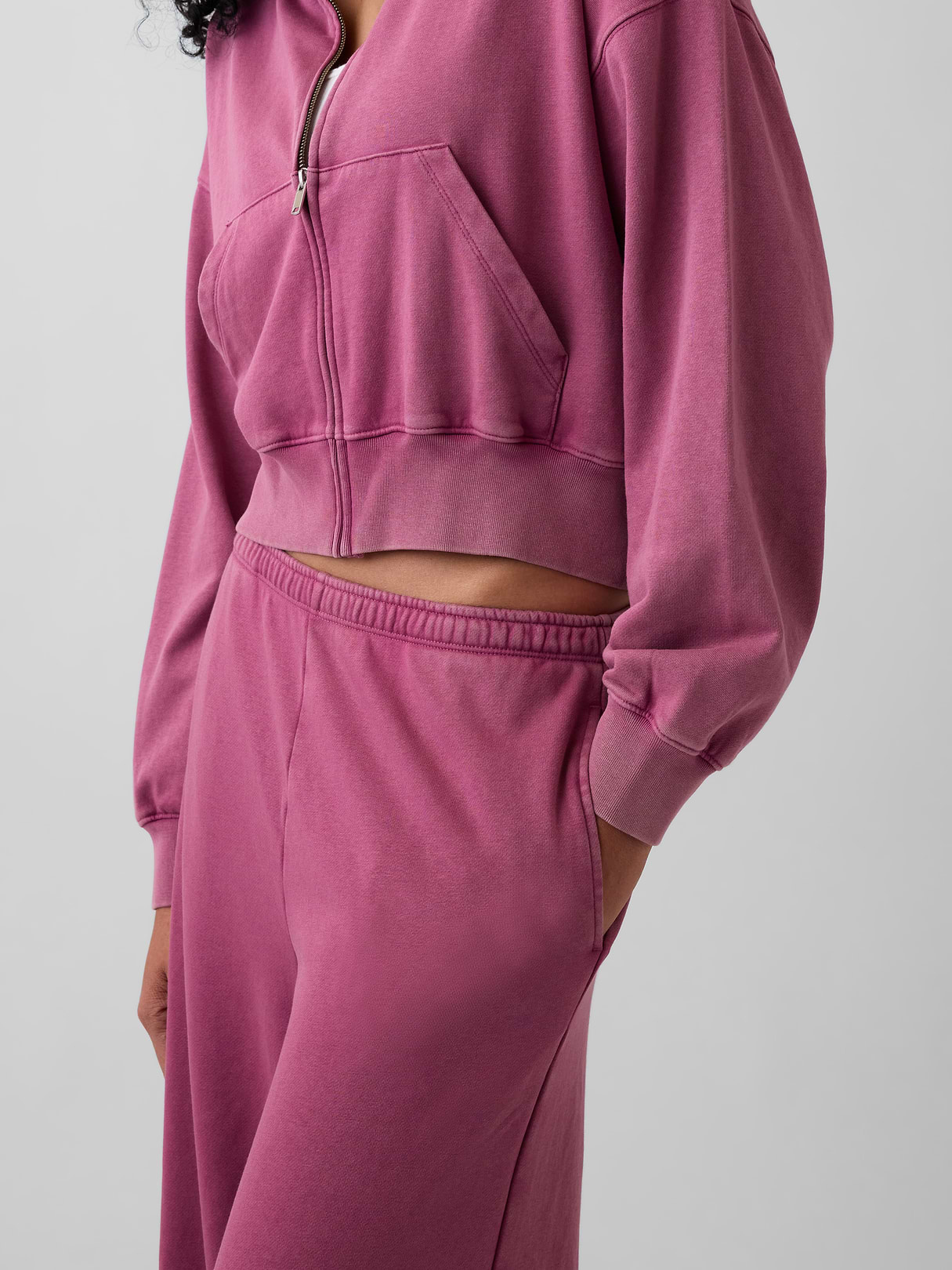 Mid Rise VintageSoft Terry Loose Sweatpants - Deep dahlia purple