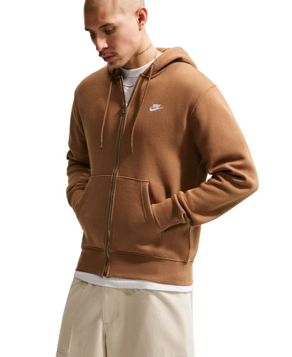 Nike Men's Full-Zip Fleece Regular-Fit Hoodie - Ale Brown/White