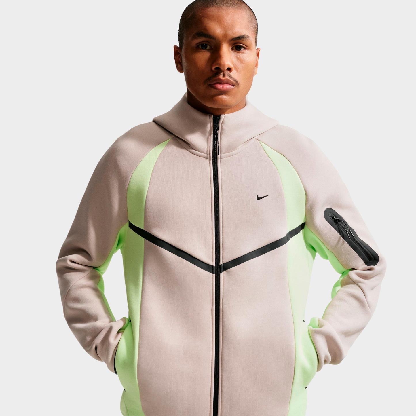 Men's Nithtke Tech Fleece Pro Windrunner Full-Zip Jacket - Cream II/Light Liquid Lime/Black