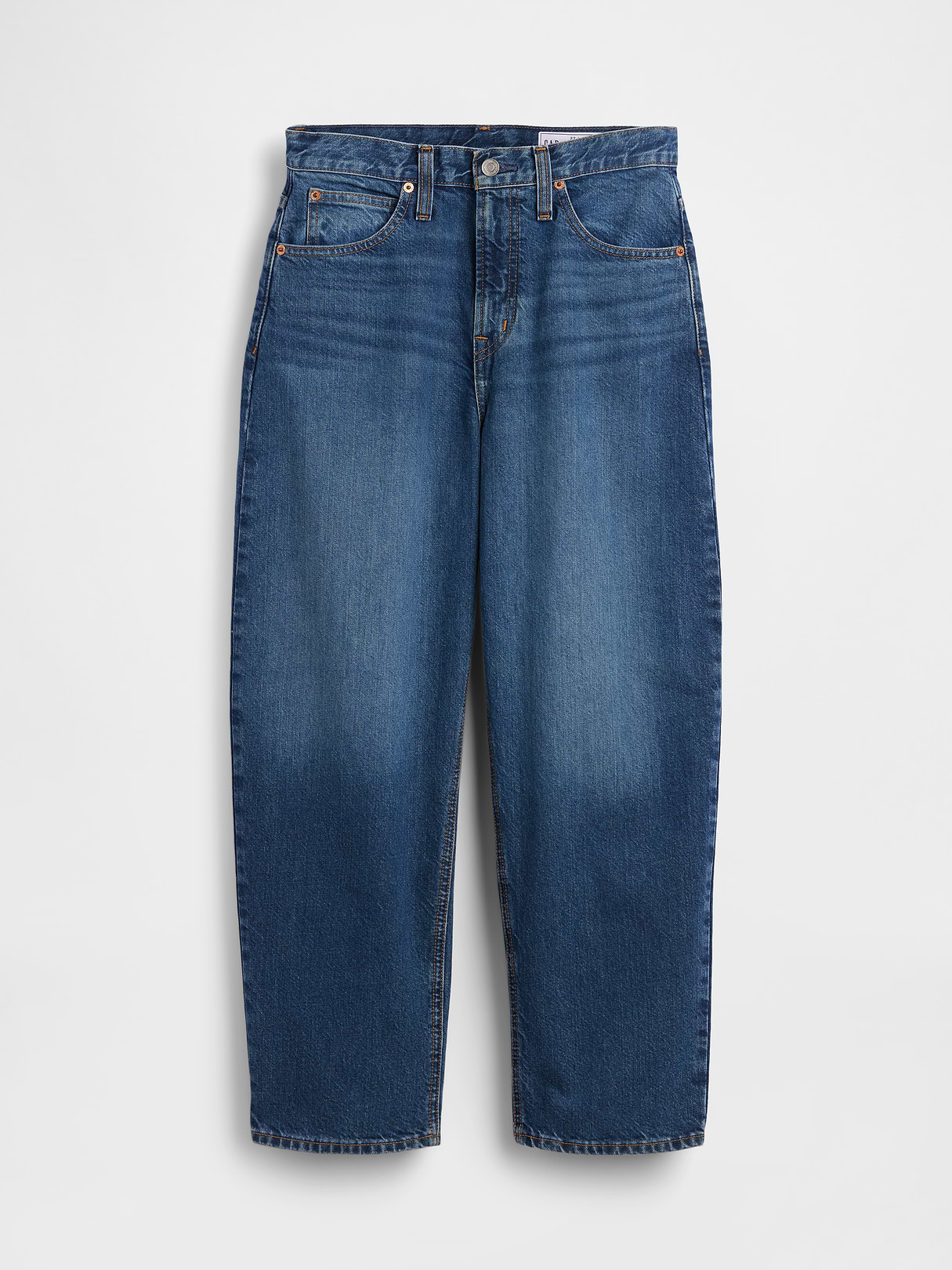 High Rise Crop Barrel Jeans - Dark wash indigo