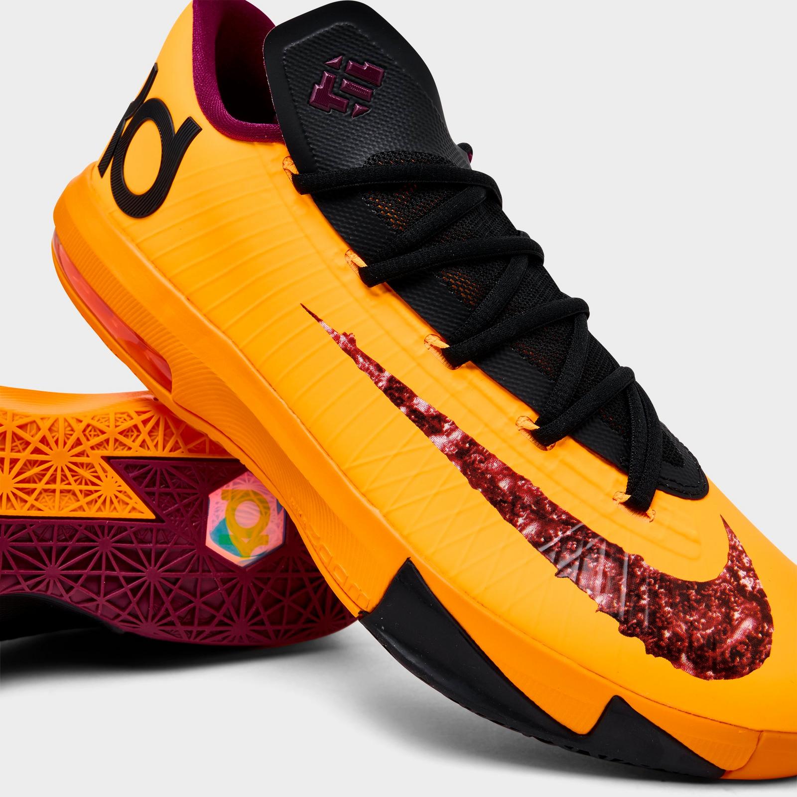 Men's Nike KD 6 Basketball Shoes - Laser Orange/Raspberry Red/Black