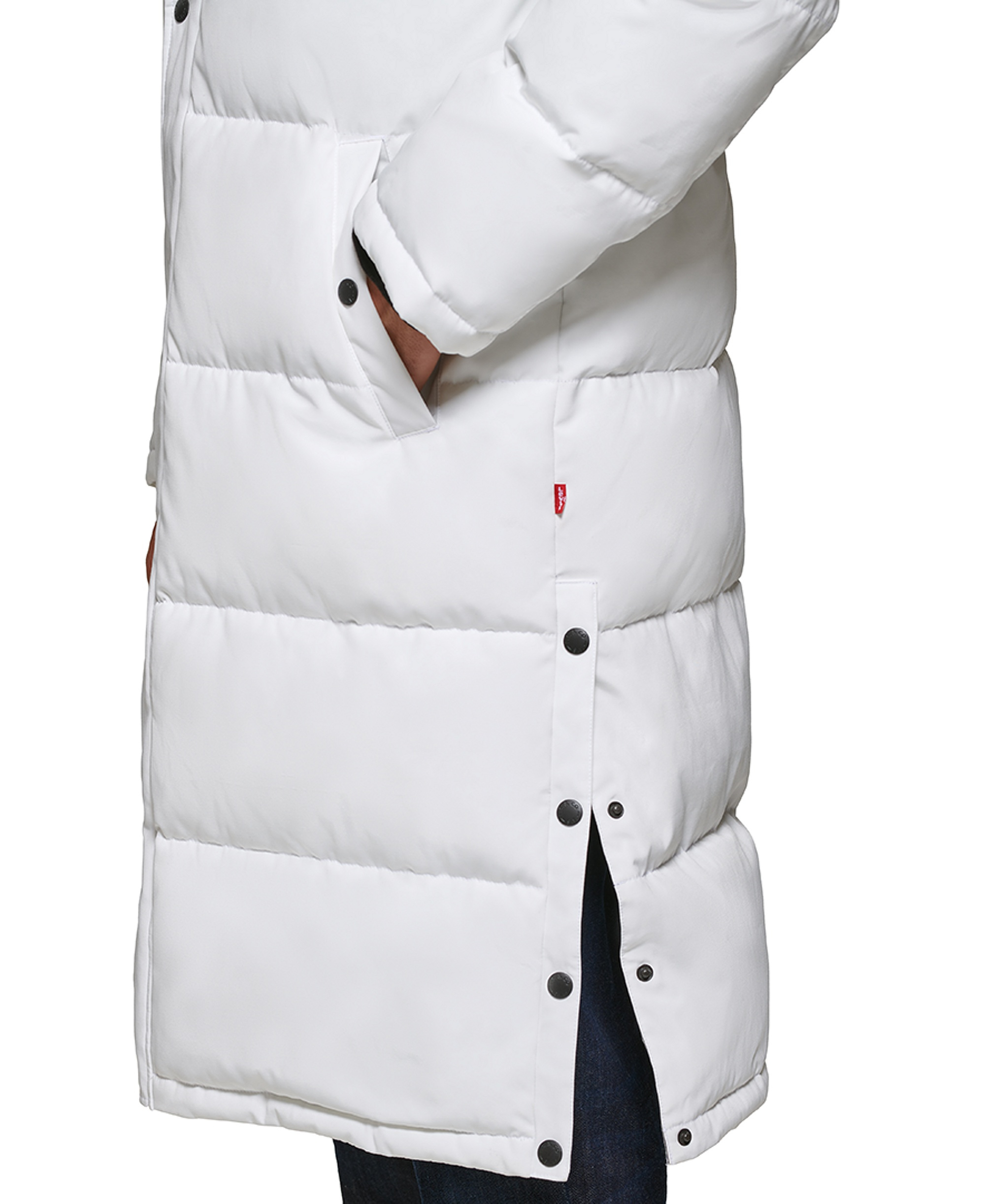 Levi's Men's Quilted Extra Long Parka Jacket - White