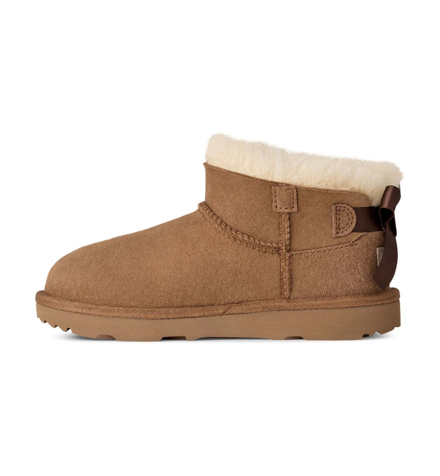 UGG® Kids Ultra Mini Bailey Bow Round Toe Booties - Chestnut