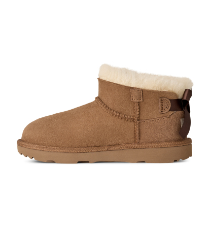 UGG® Kids Ultra Mini Bailey Bow Round Toe Booties - Chestnut