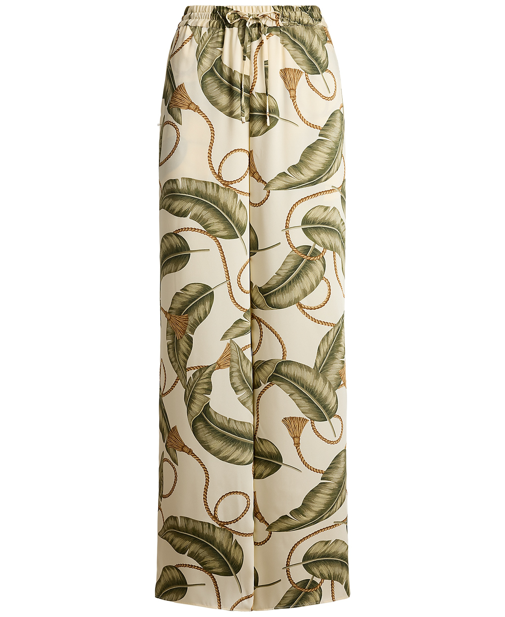 Lauren Ralph Lauren Women's Mid-Rise Rope-Print Twill Wide-Leg Pants - Cream Multi