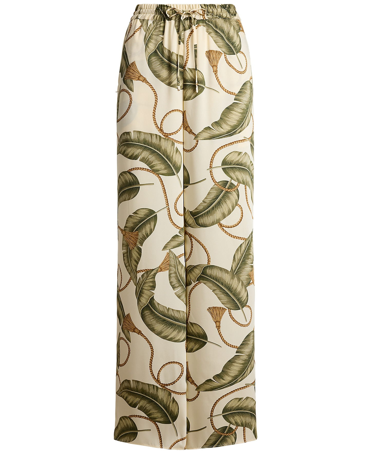 Lauren Ralph Lauren Women's Mid-Rise Rope-Print Twill Wide-Leg Pants - Cream Multi