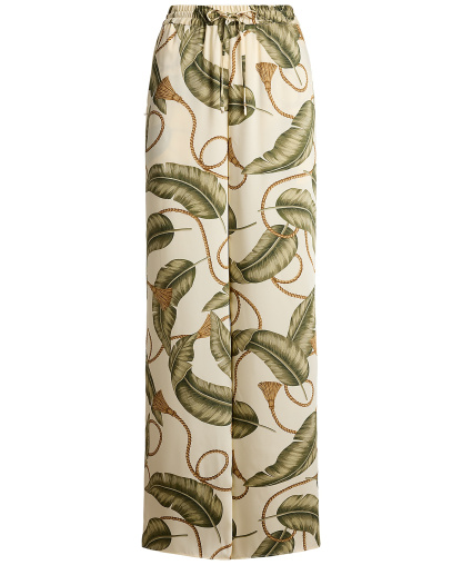 Lauren Ralph Lauren Women's Mid-Rise Rope-Print Twill Wide-Leg Pants - Cream Multi