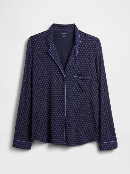 SoftMade Modal PJ Top - Blue foulard print