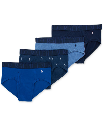 Polo Ralph Lauren Men's 4-Pack Classic Stretch Briefs - Bottle Green/deep Blue/cruise Navy