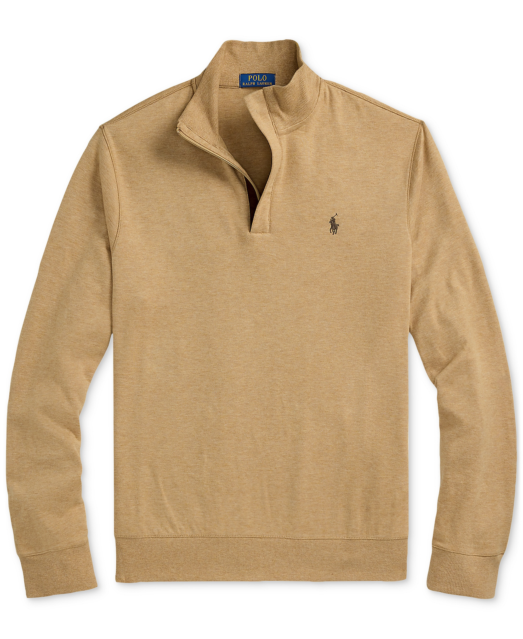 Polo Ralph Lauren Men's Luxury Jersey Quarter-Zip Pullover Sweater - Camel