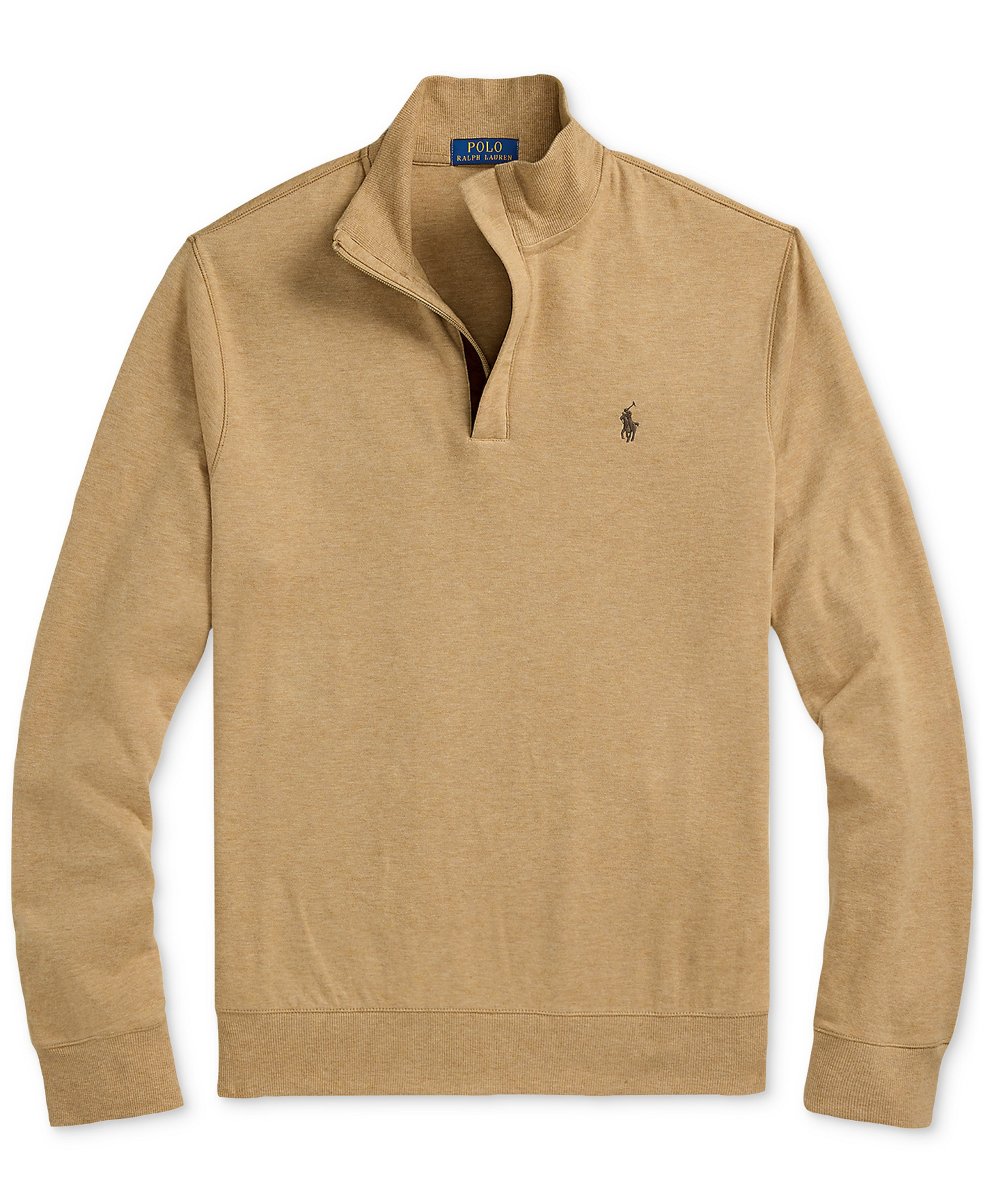 Polo Ralph Lauren Men's Luxury Jersey Quarter-Zip Pullover Sweater - Camel
