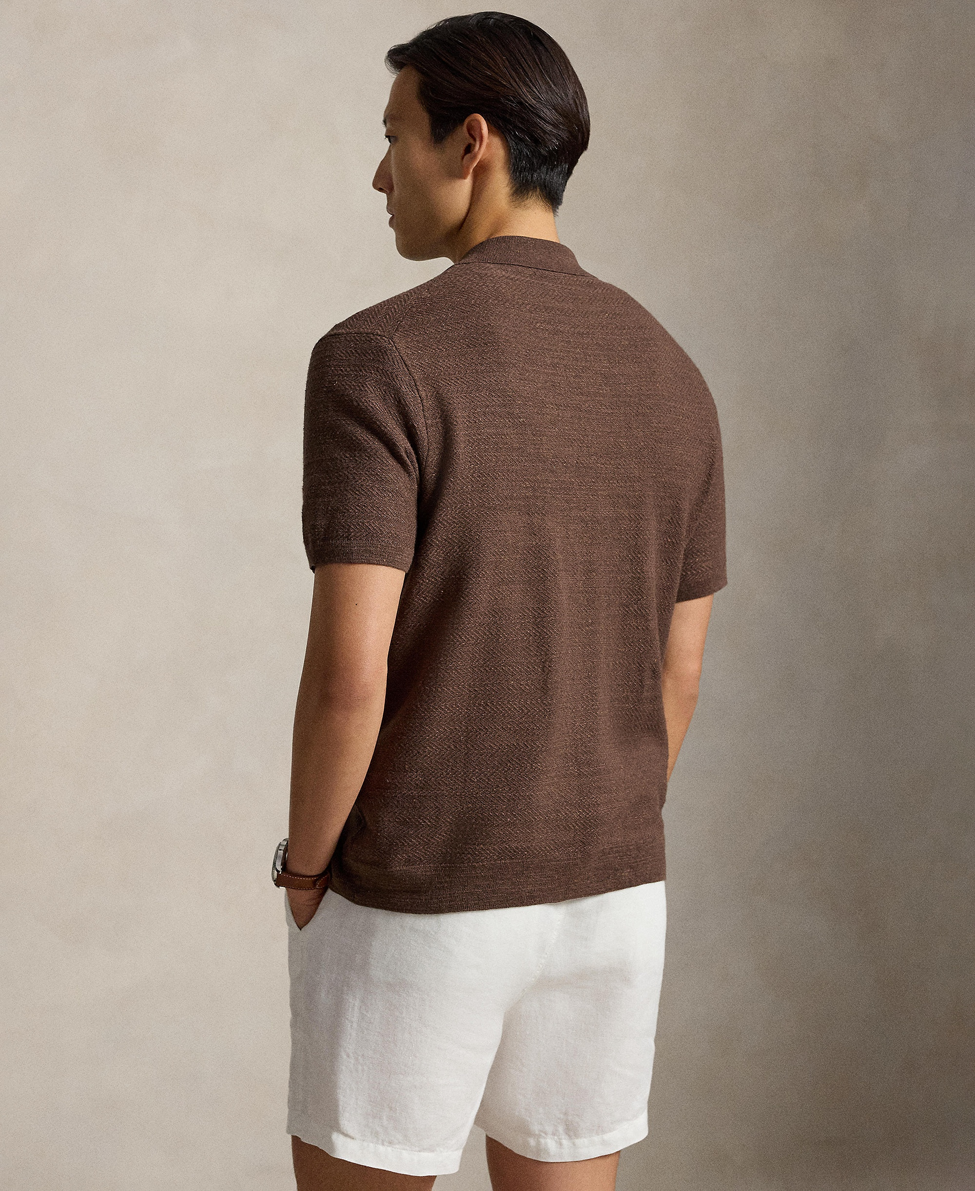 Polo Ralph Lauren Men's Cotton-Linen Cardigan Shirt - Nutmug Brown Heather