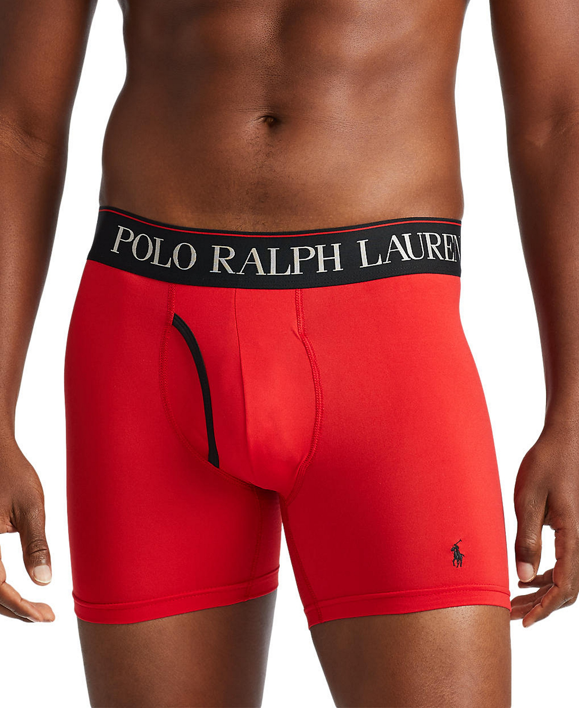 Polo Ralph Lauren Men's 3-Pack 4-D Flex Cool Microfiber Boxer Briefs - Charcoal /Red / Polo Black