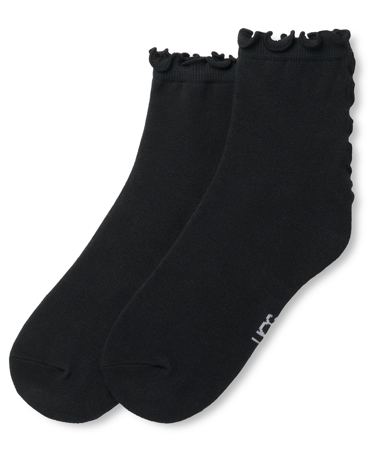 UGG Women's Karsyn Lettuce Edge Quarter Logo Socks - Black