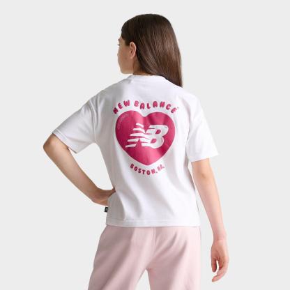 Girls' Big Kids' New Balance Heart Bubble T-Shirt - Bright White - view 1
