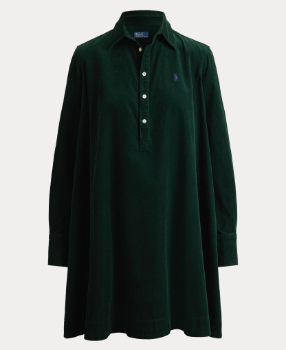 Polo Ralph Lauren Women's Corduroy Pleated Shirt Dress - Green