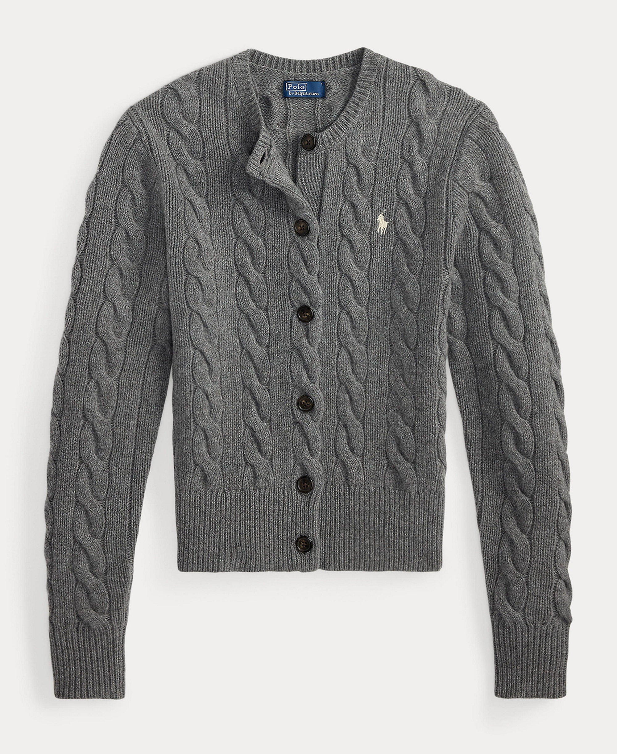 Polo Ralph Lauren Women's Cable-Knit Wool-Cashmere Cardigan Sweater - Battalion Grey Heather