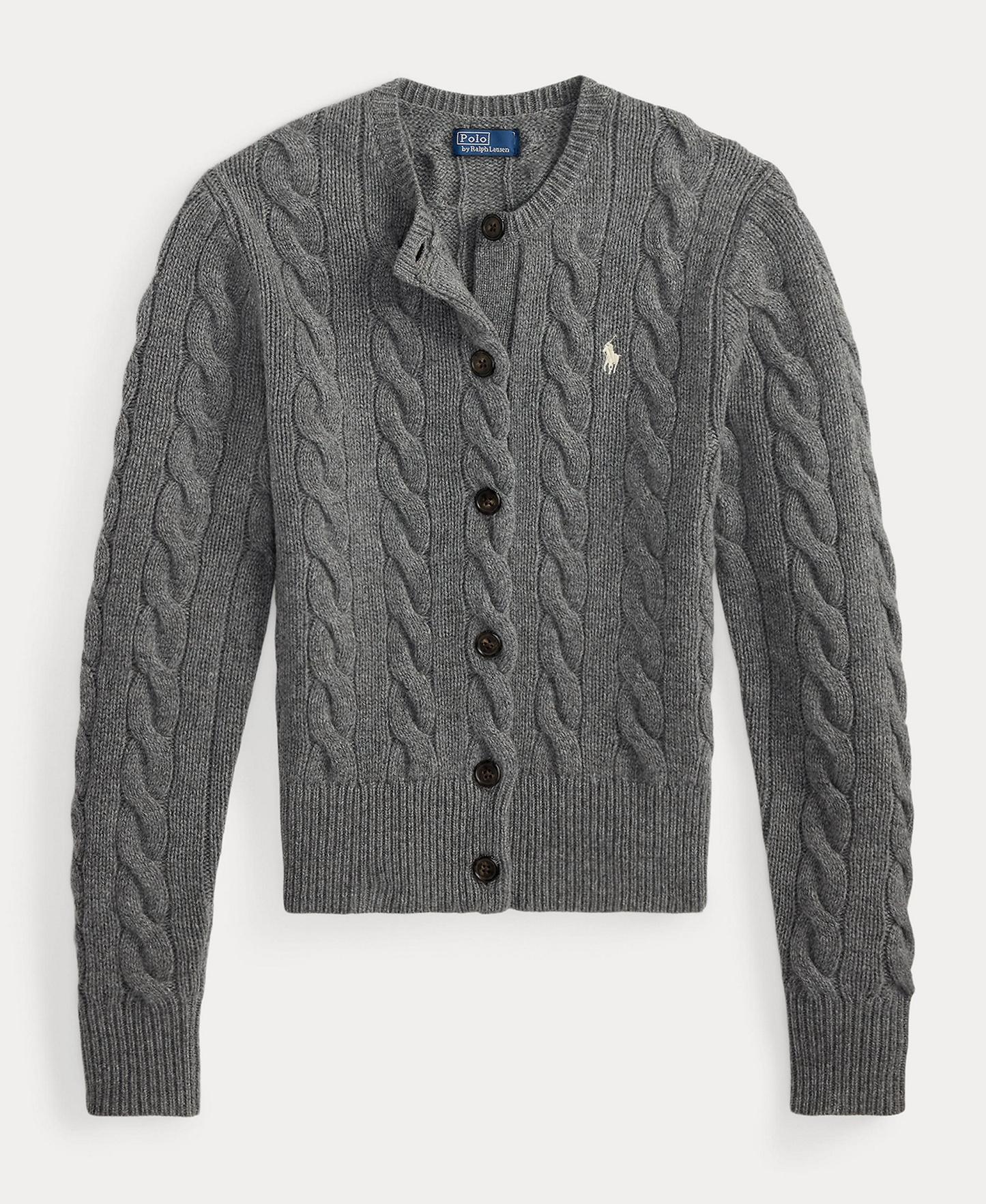 Polo Ralph Lauren Women's Cable-Knit Wool-Cashmere Cardigan Sweater - Battalion Grey Heather