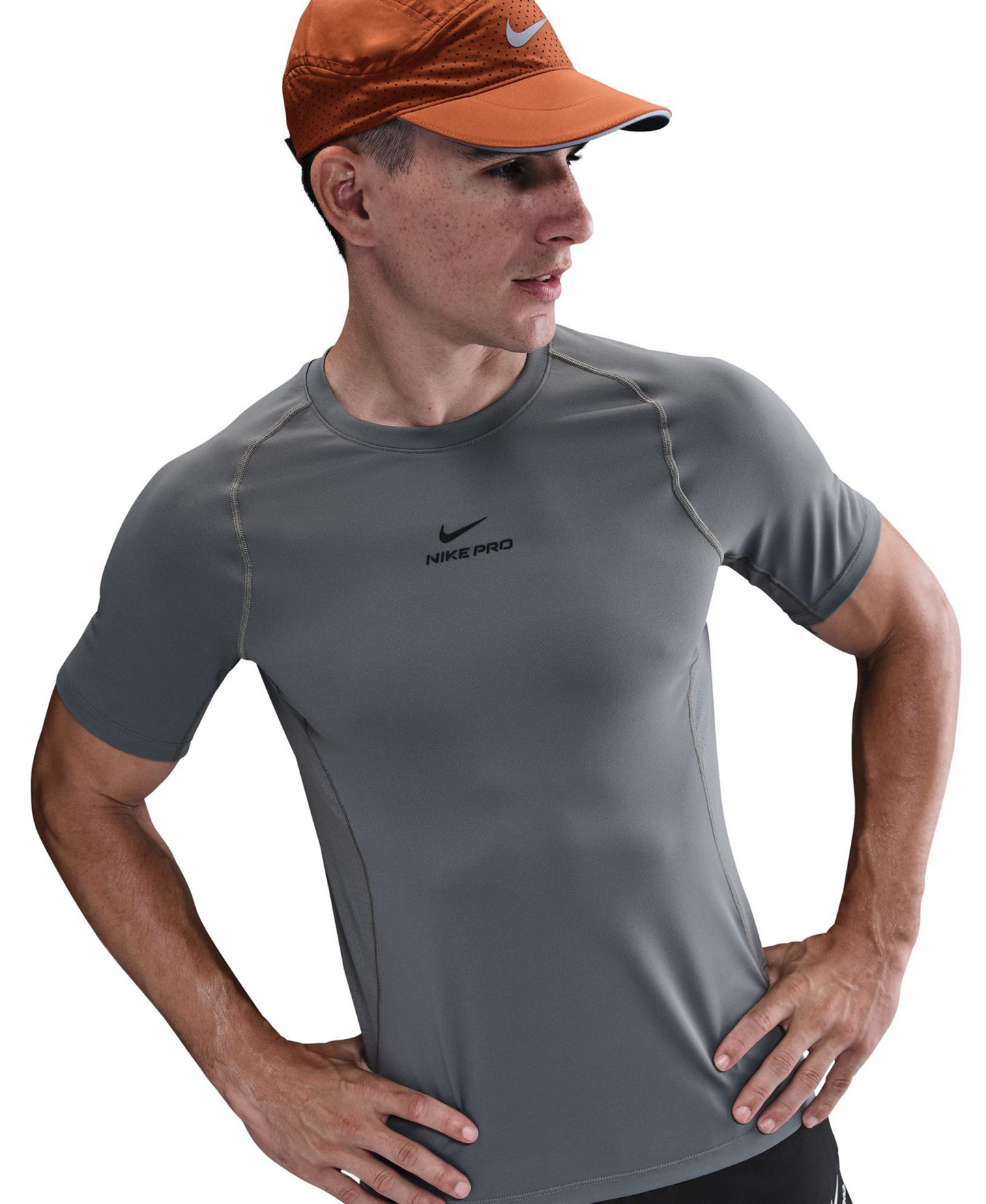 Nike Men's Pro Training Dri-Fit Short-Sleeve T-Shirt - Smoke Gray/Black