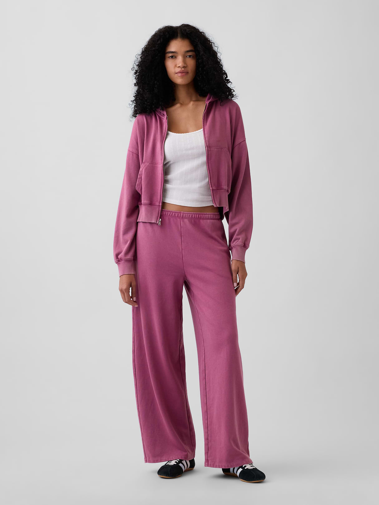 Mid Rise VintageSoft Terry Loose Sweatpants - Deep dahlia purple