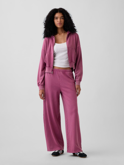 Mid Rise VintageSoft Terry Loose Sweatpants - Deep dahlia purple