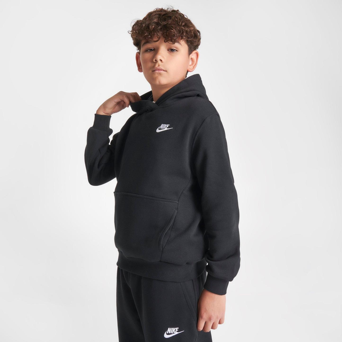Big Kids' Nithtke Sportswear Club Fleece Pullover Hoodie - Black/White