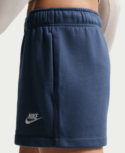 Nike Women's Sportswear Club Fleece Mid-Rise Shorts - Mystic Navy/White