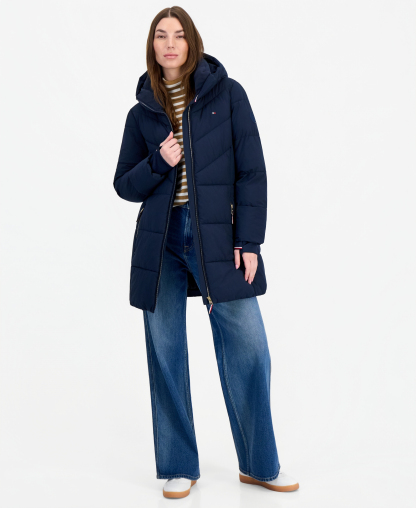 Tommy Hilfiger Women's Chevron-Quilted Puffer Coat - Navy