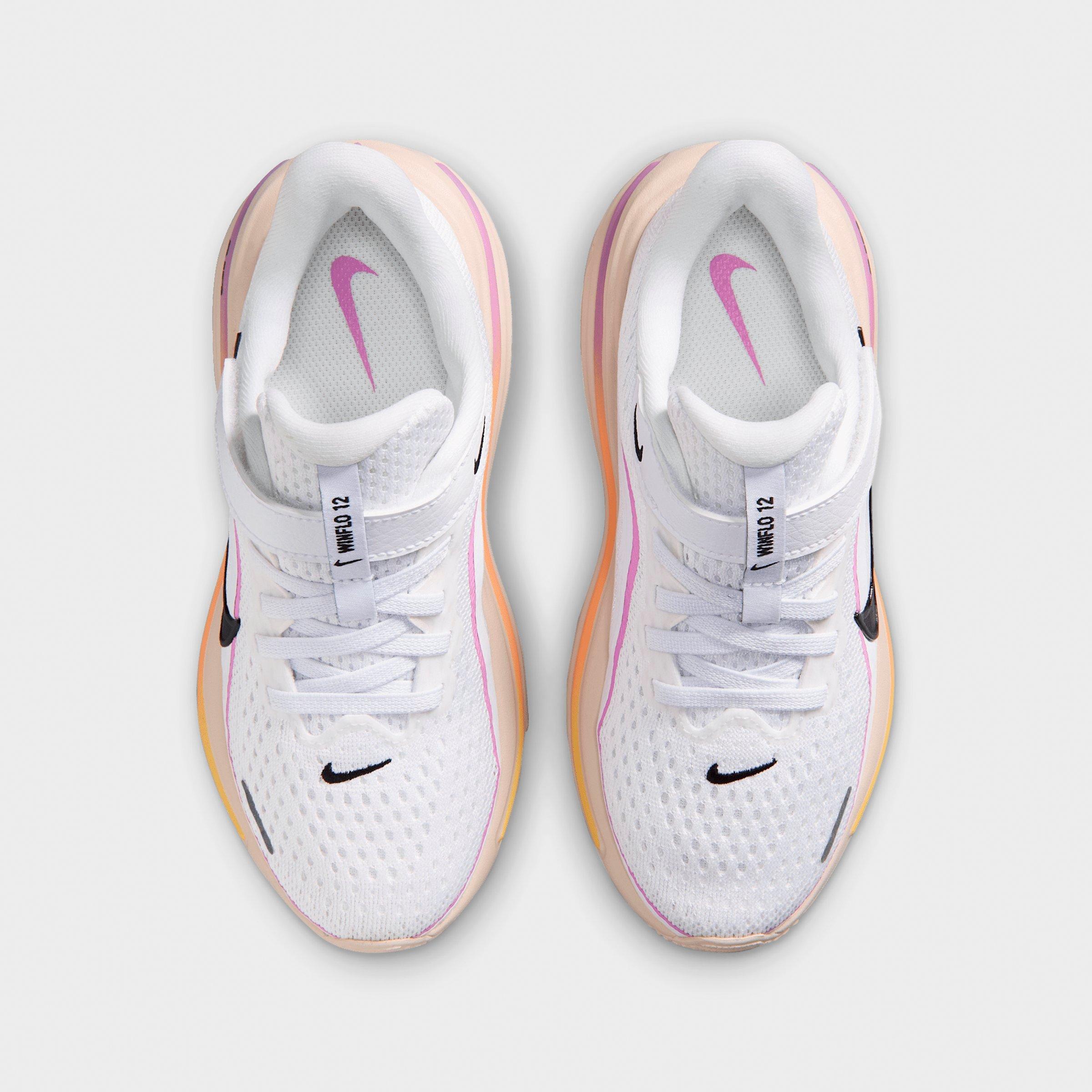 Little Kids' Nithtke Winflo 12 Road Running Shoes - White/Light Magenta/Chalk/Black - Top view