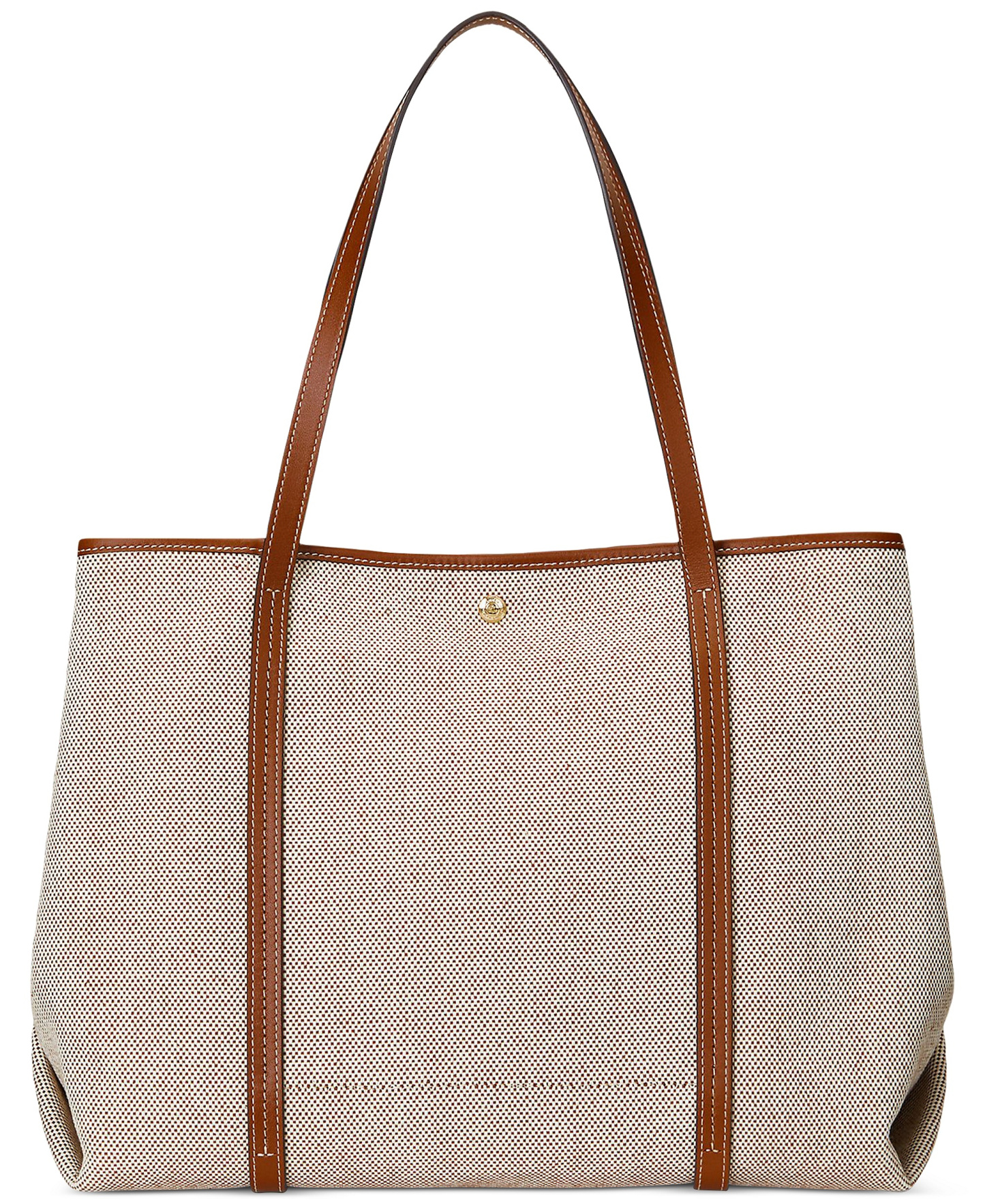 Lauren Ralph Lauren Canvas & Leather Emerie Extra Large Tote Bag - Lauren Tan