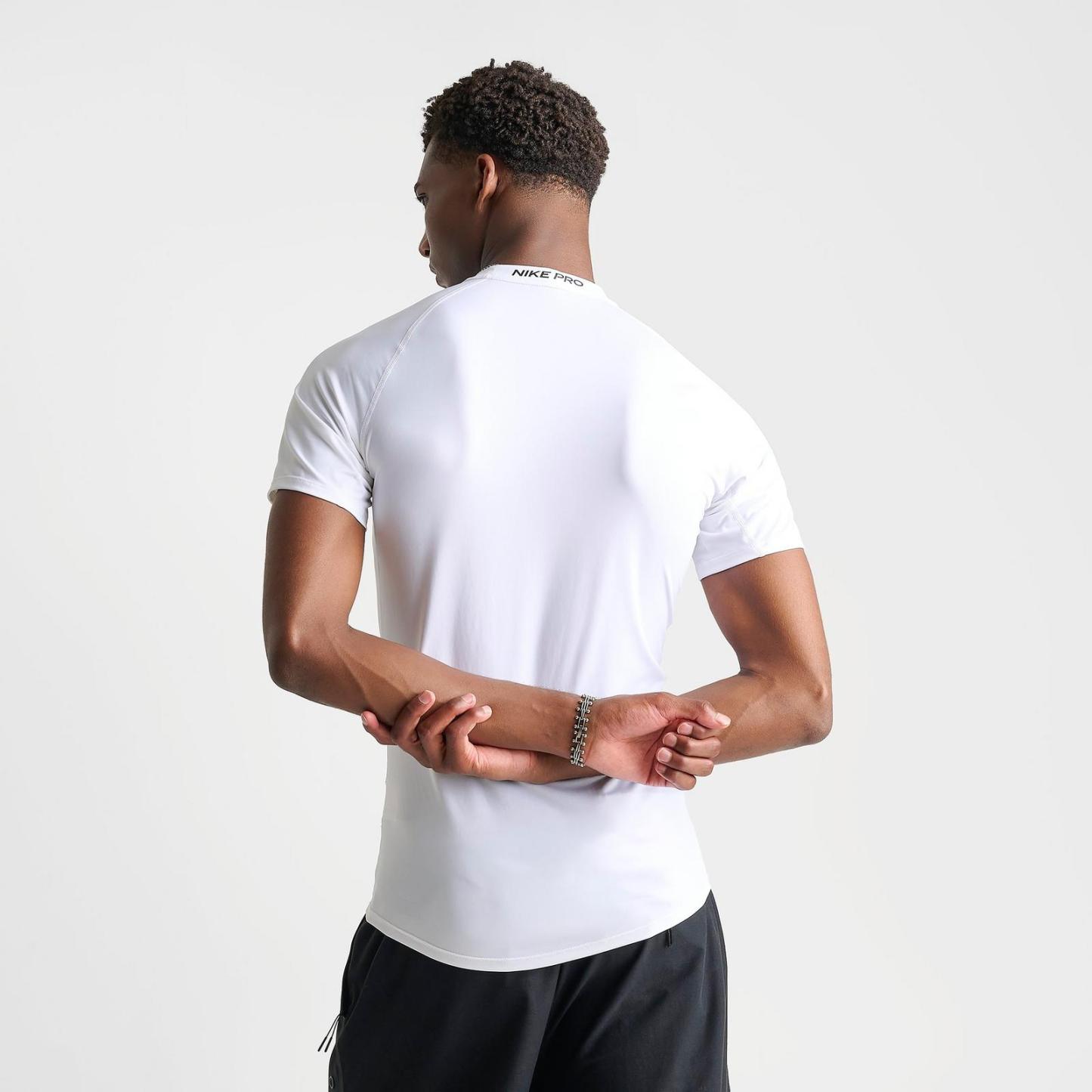 Men's Nike Pro Dri-FIT Tight Short-Sleeve Fitness Top - White/Black